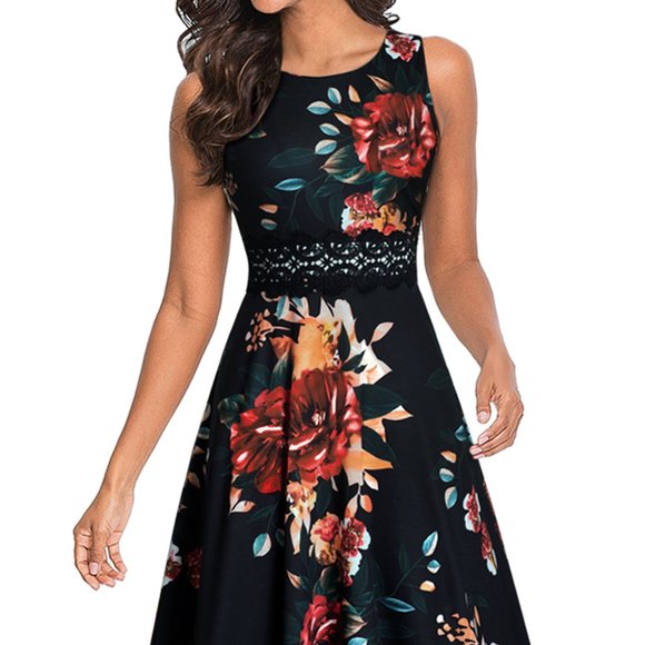 Printed Smocked Waist Sleeveless Dress - Picture 2 of 7